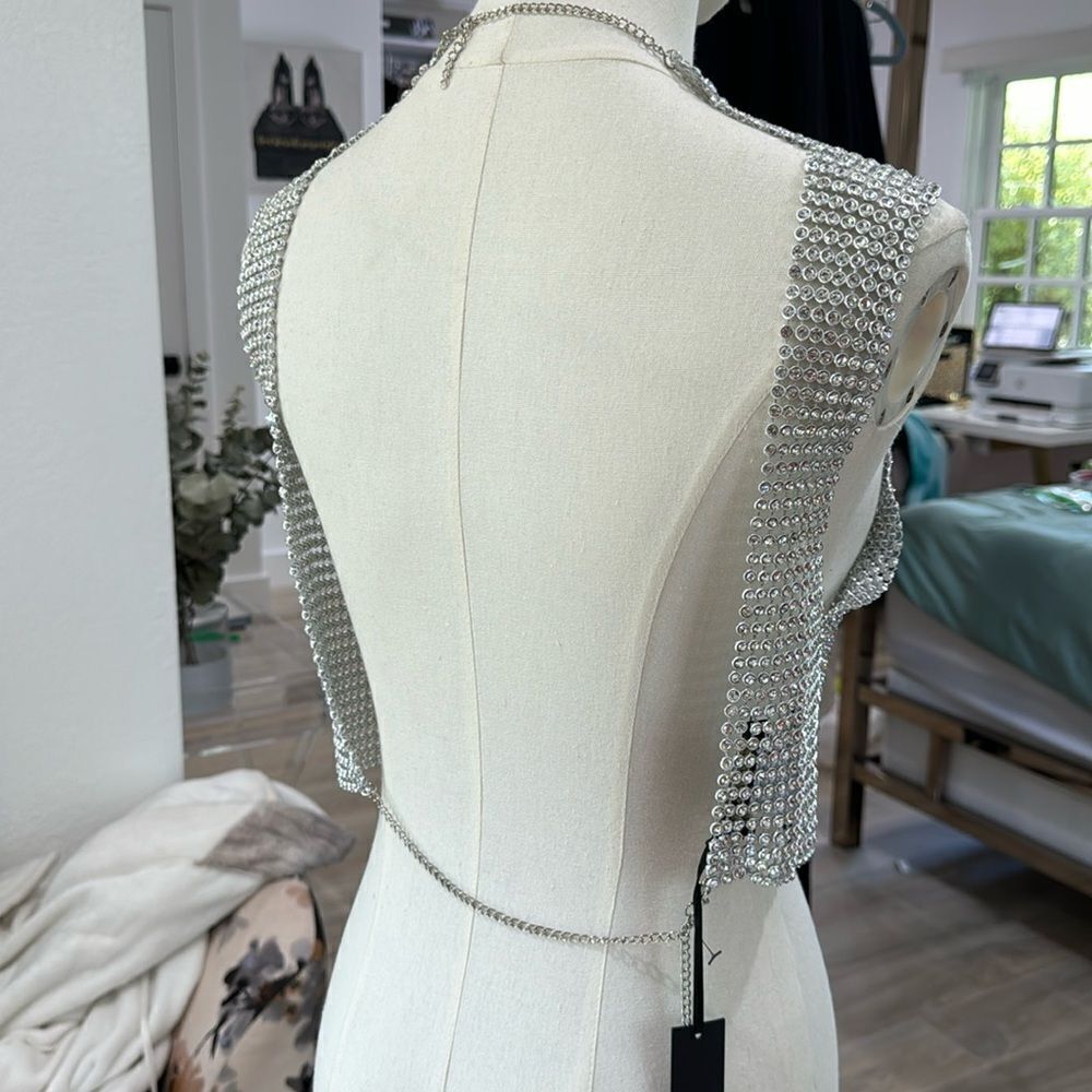 House of Harlow 1960 Silver Embellished Top - Picture 3 of 3